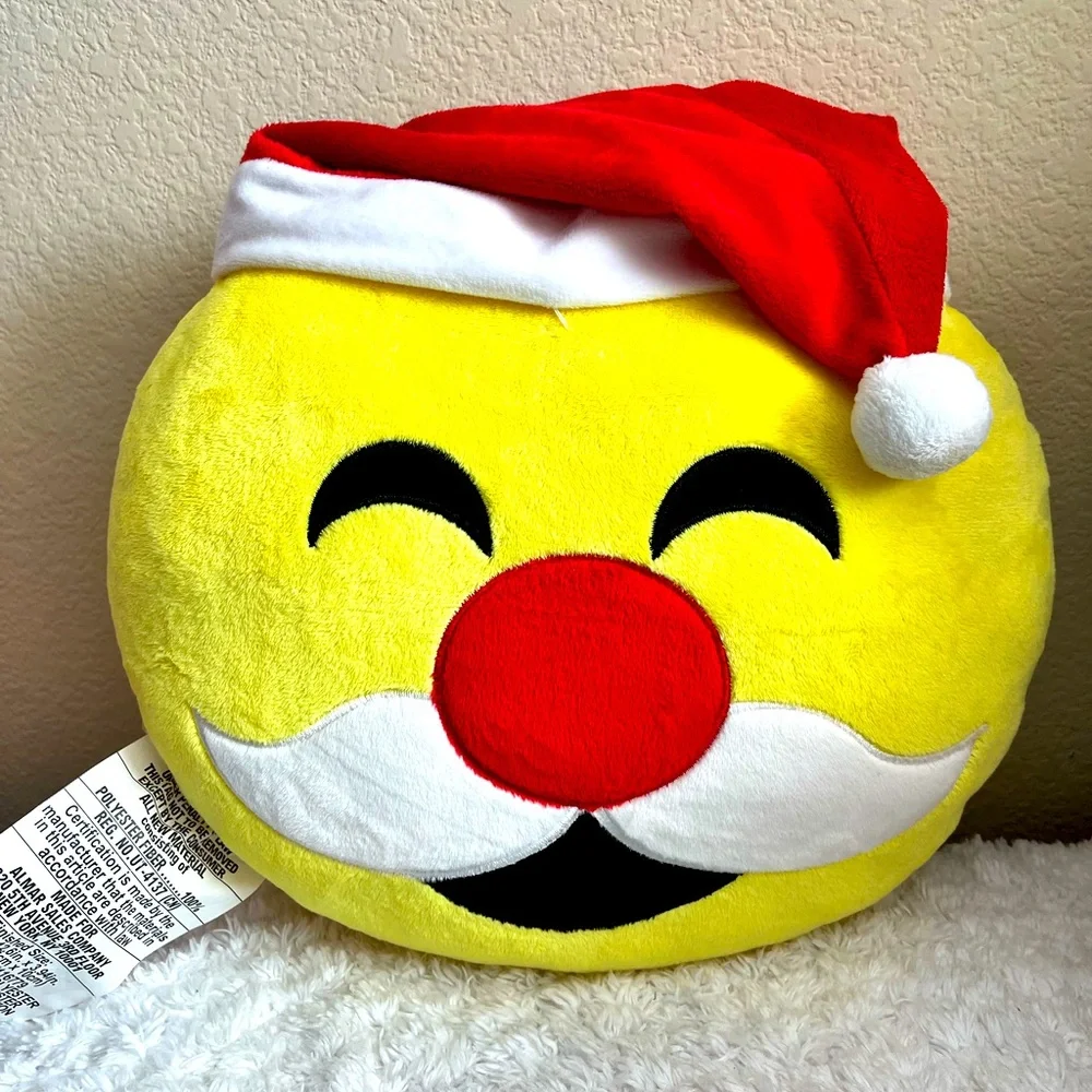 Emoji with Santa Hat Christmas Pillow